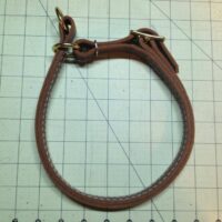 Adjustable Latigo Leather Choker/Slip Collar with Solid Brass Hardware