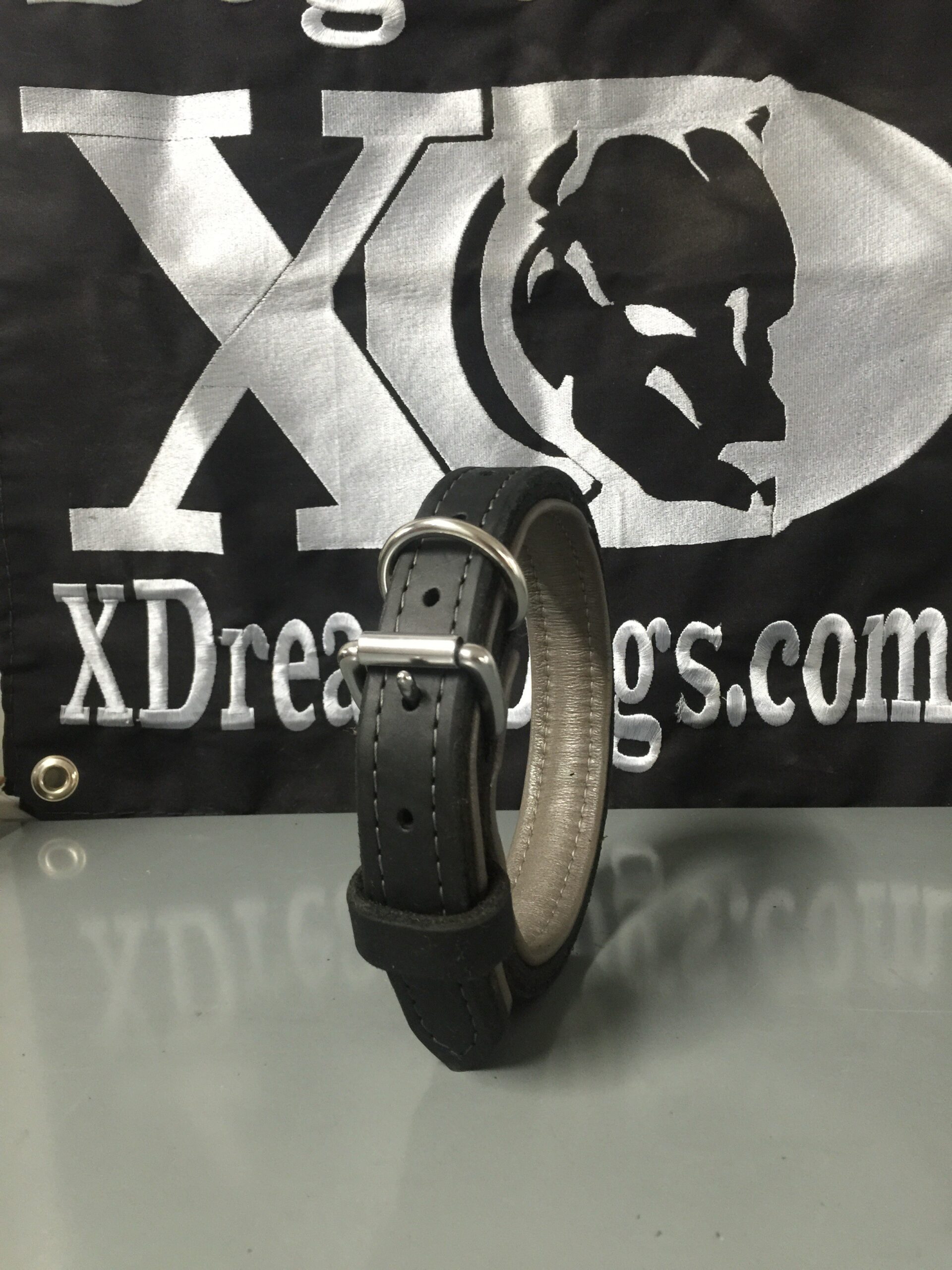 1.25" Latigo Leather Collar Deerskin Lined