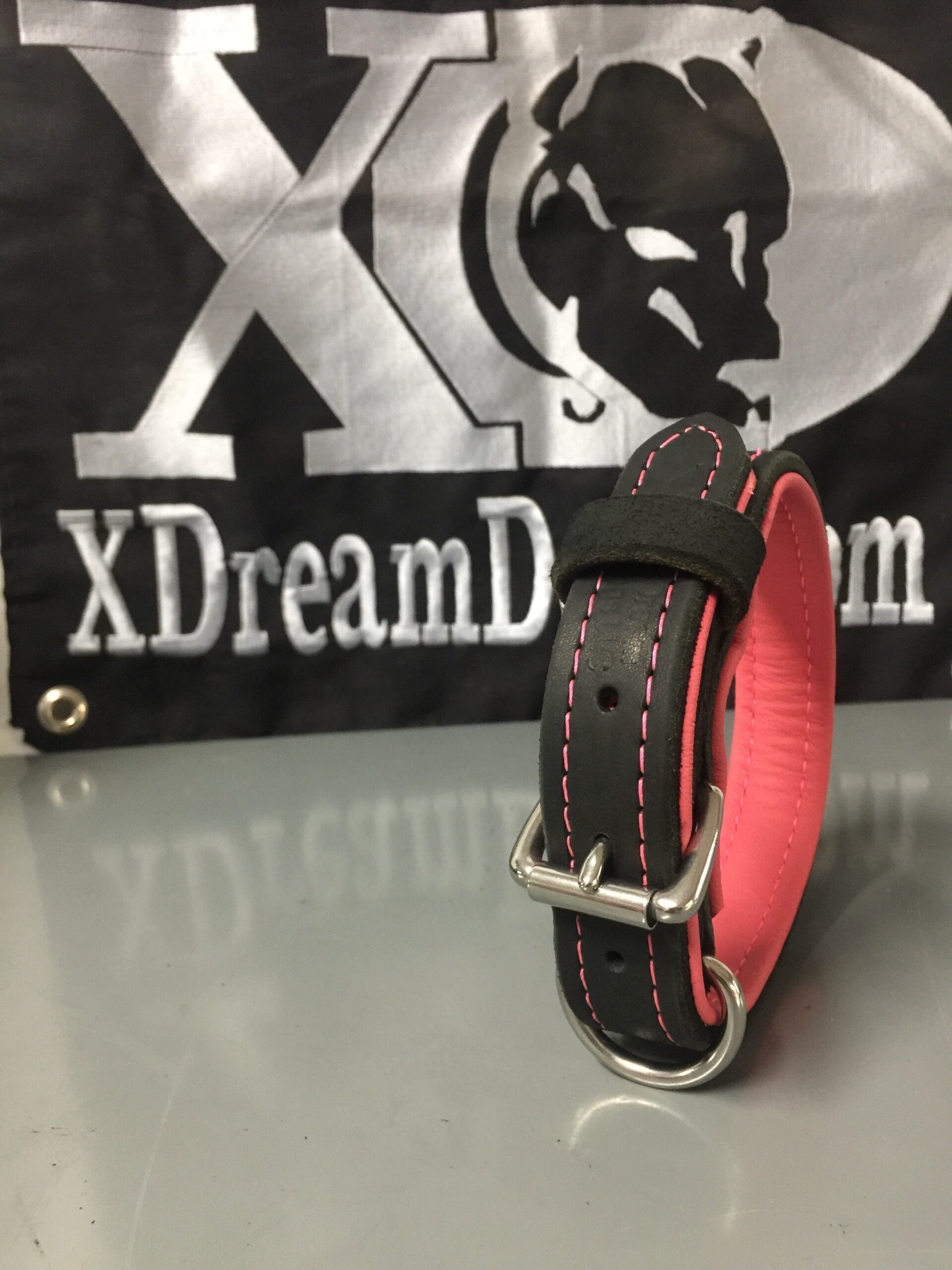 1.25" Latigo Leather Collar Deerskin Lined - Image 2