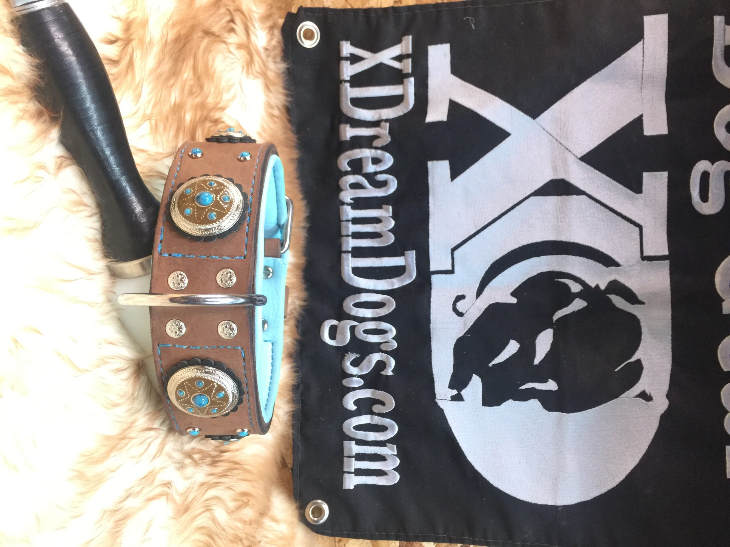 Custom 2" Turquoise Western Leather Collar