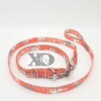 1" Nylon Collar/Lead Set- Single Ply Digital Camo Red, Black Stitch, Neck Size 19-23"