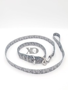 1 Collar Lead Set- Grey Paisley