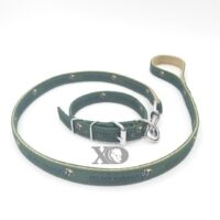 1" Nylon Collar/Lead Set- Hunt Goals Outer, Tan Inner, Black Stitch, Neck Size 15-19"