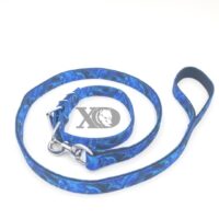 1" Nylon Collar/Lead Set- Liquid Blue Outer, Black Inner, Black Stitch, Neck Size 14-18"