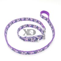 1" Nylon Collar/Lead Set- OP Purple Camo Outer, Purple Inner, Black Stitch, Neck Size 15-19"