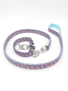 1 Collar Lead Set- Purple Paisley Outer- Light Blue Inner