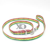 1" Nylon Collar/Lead Set- Single Ply Rasta, Black Stitch, Neck Size 19-23"