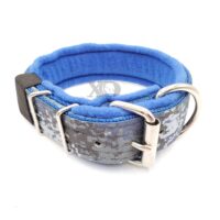 1.5" Fleece-Lined Collar, Digital Camo Blue Outer, Royal Blue Inner, Blue Fleece, Black Stitch, Neck Size 15-20"