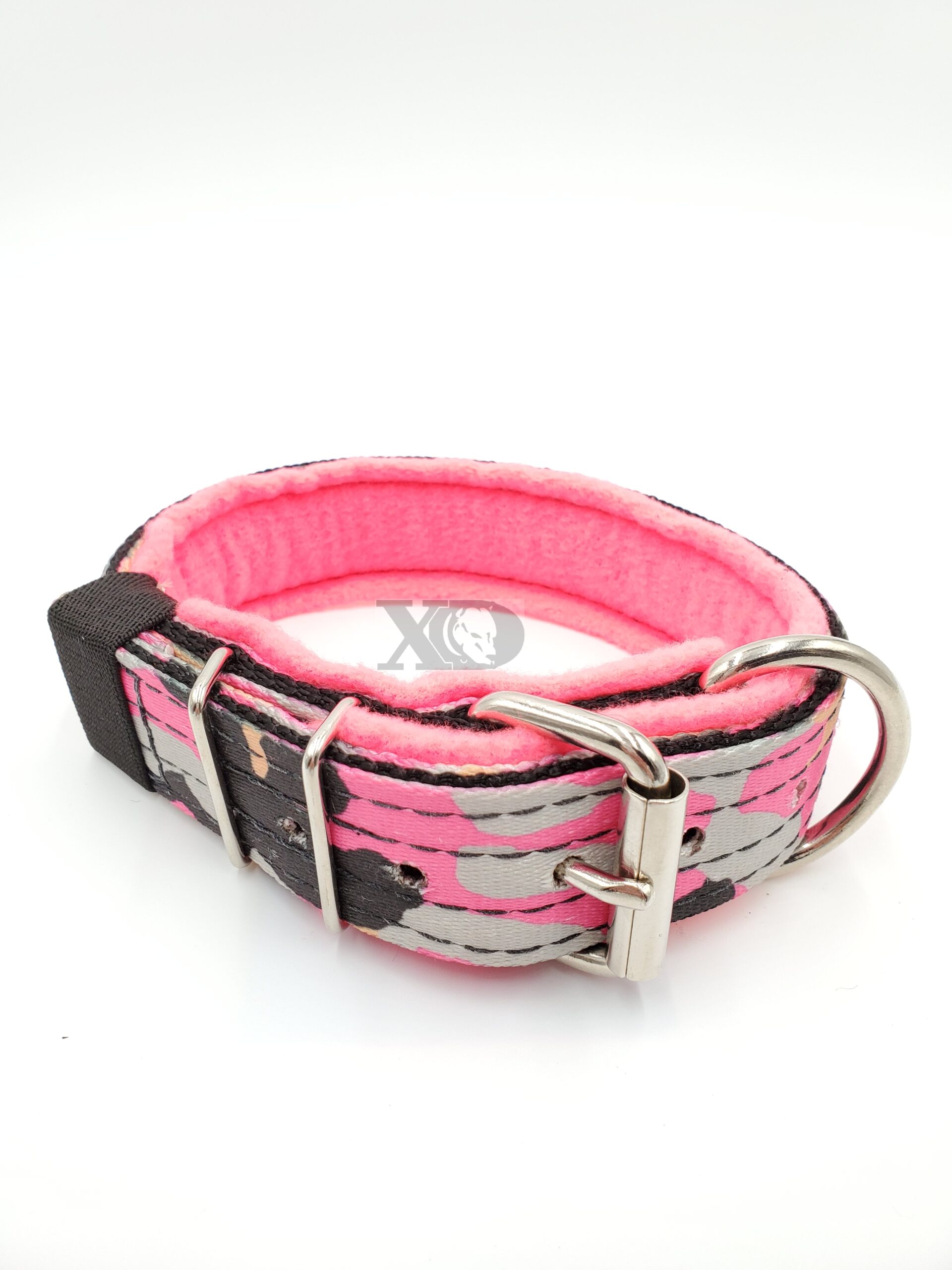 1.5" Fleece-Lined Collar, OP Camo Pink Outer, Black Inner, Pink Fleece, Black Stitch, Neck Size 15-20"
