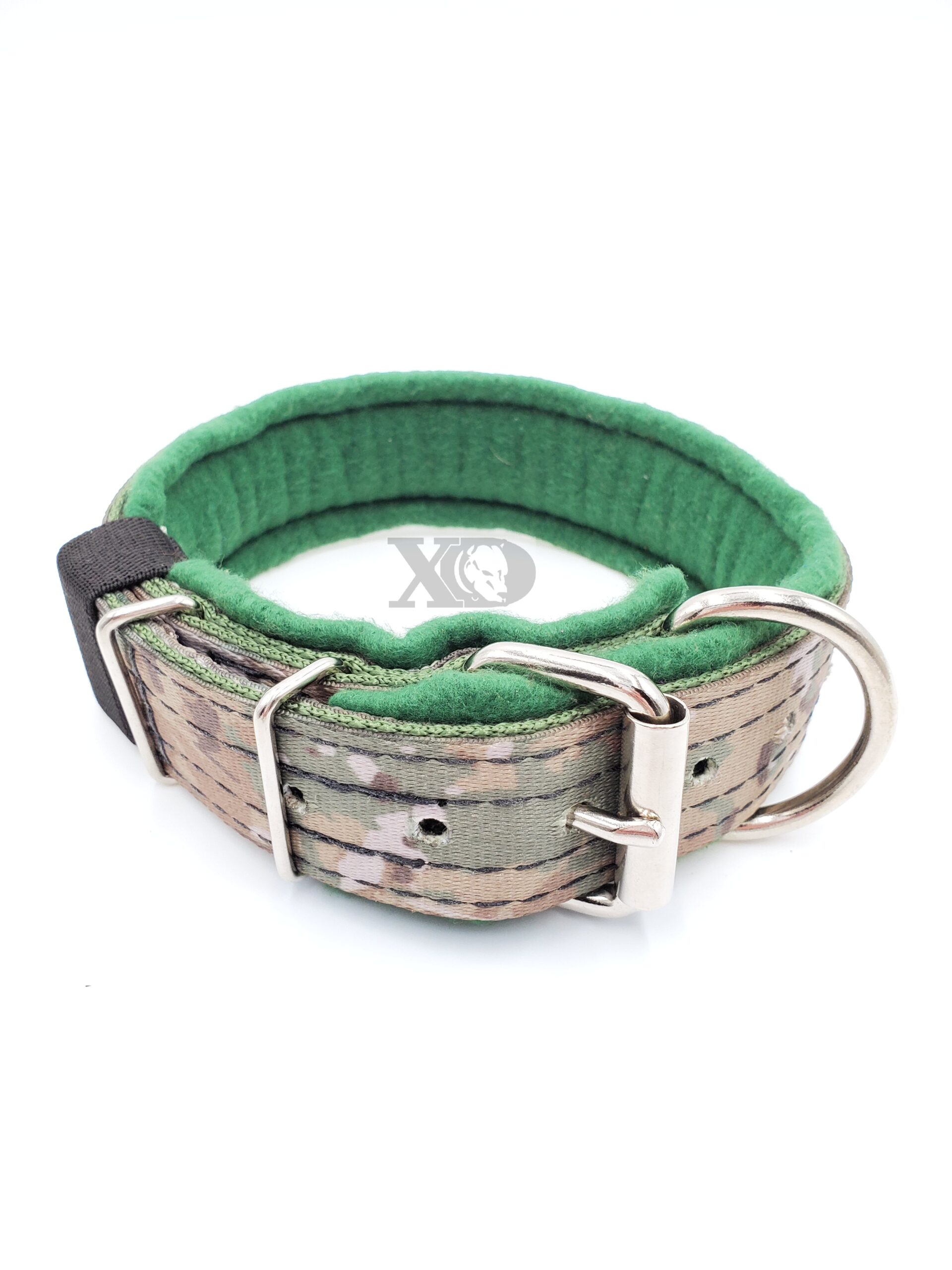 1.5" Fleece-Lined Collar, Quadra Camo Outer, Olive Drab Inner, Green Fleece, Black Stitch, Neck Size 16-21"