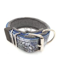 2" Fleece-Lined Collar, Digital Camo Blue Outer, Navy Inner, Grey Fleece, Black Stitch, Neck Size 16-21"