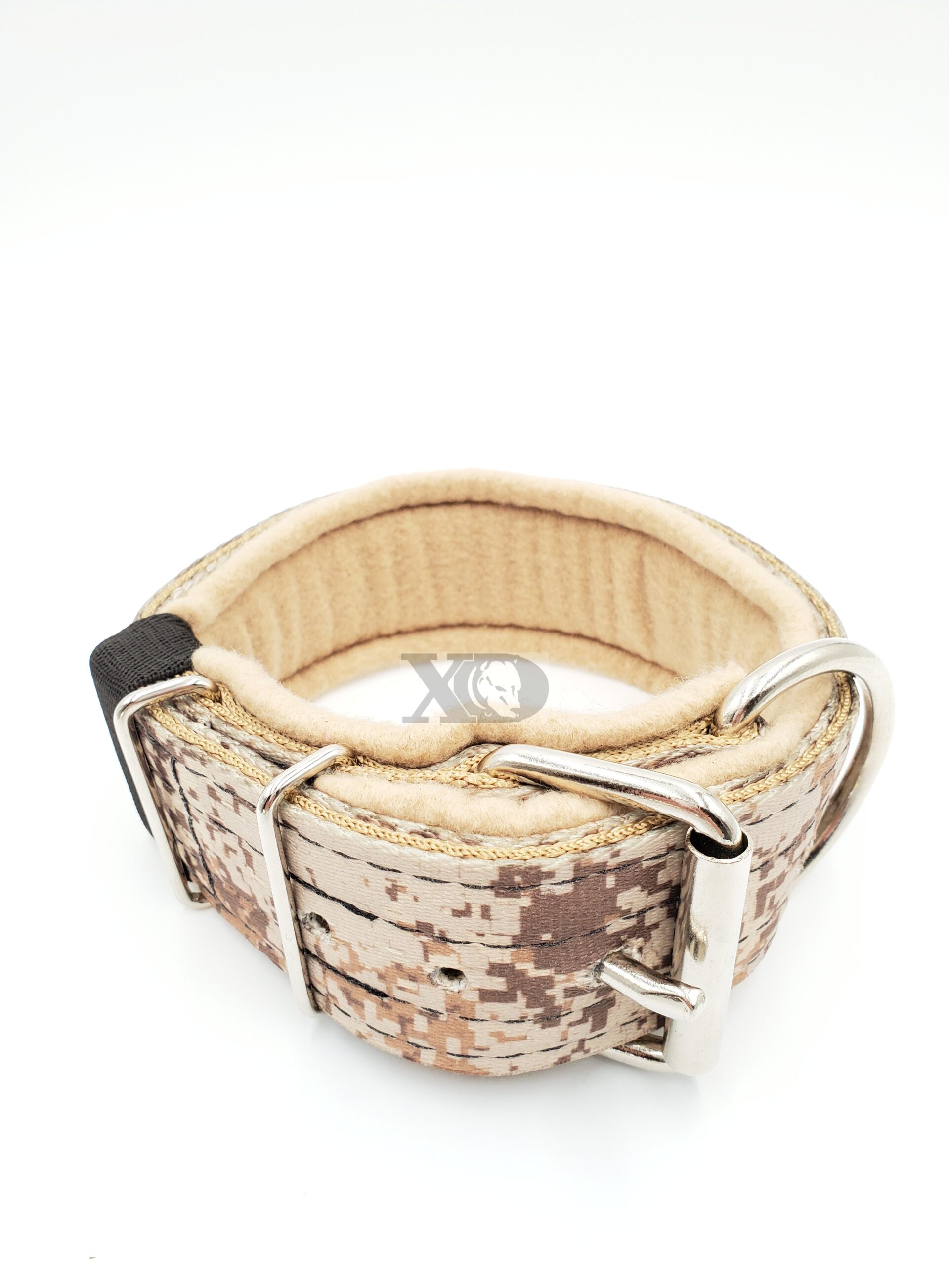2" Fleece-Lined Collar, Digital Camo Desert Outer, Tan Inner, Tan Fleece, Black Stitch, Neck Size 15-20"