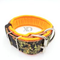 2" Fleece-Lined Collar, Digital Camo Jungle Outer, Hot Orange Inner, Orange Fleece, Black Stitch, Neck Size 17-22"