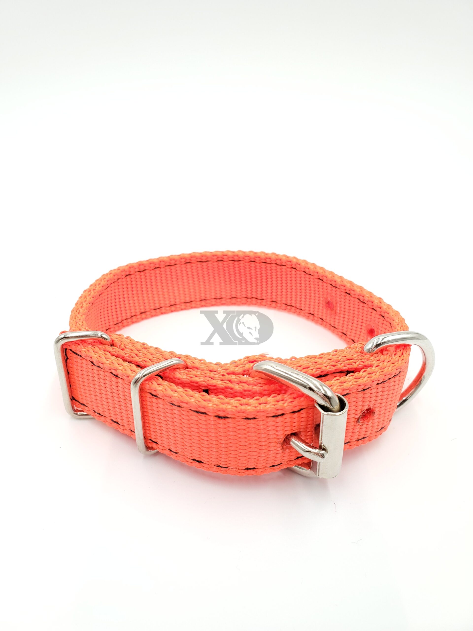 1" Wide Hot Orange Collar, Black Stitch, Neck Size 9-13"