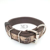 1.5" Nylon Collar- Brown Outer and Inner, Digital Brown Camo Stripe, Black Stitch, Neck Size 16-21"