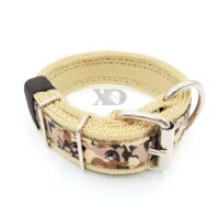 1.5" Nylon Collar- Tan Outer and Inner, OP Camo Brown Stripe, Black Stitch, Neck Size 13-18"