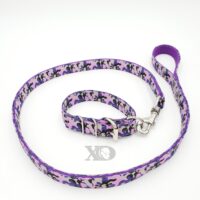 1" Nylon Collar/Lead Set- OP Camo Purple Outer, Purple Inner, Grey Stitch, Neck Size 10-14"