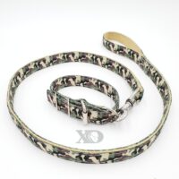 1" Nylon Collar/Lead Set- OP Camo Outer, Tan Inner, Grey Stitch, Neck Size 10-14"