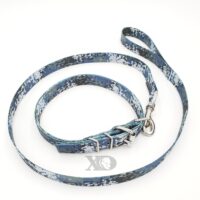 1" Nylon Collar/Lead Set- Single Ply Digital Camo Blue, Black Stitch, Neck Size 18-22"