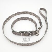 1" Nylon Collar/Lead Set- Single Ply Diamond Plate, Black Stitch, Neck Size 18-22"