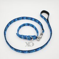 1" Nylon Collar/Lead Set- OP Camo Blue Outer, Black Inner, Black Stitch, Neck Size 14-18"