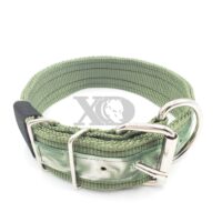 2" Nylon Collar, Olive Outer and Inner, Green Smoke Stripe, Black Stitch, Neck Size 19-23"