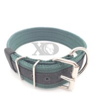 2" Nylon Collar, Forest Green Outer and Inner, Black Stripe, Black Stitch, Neck Size 21-25"