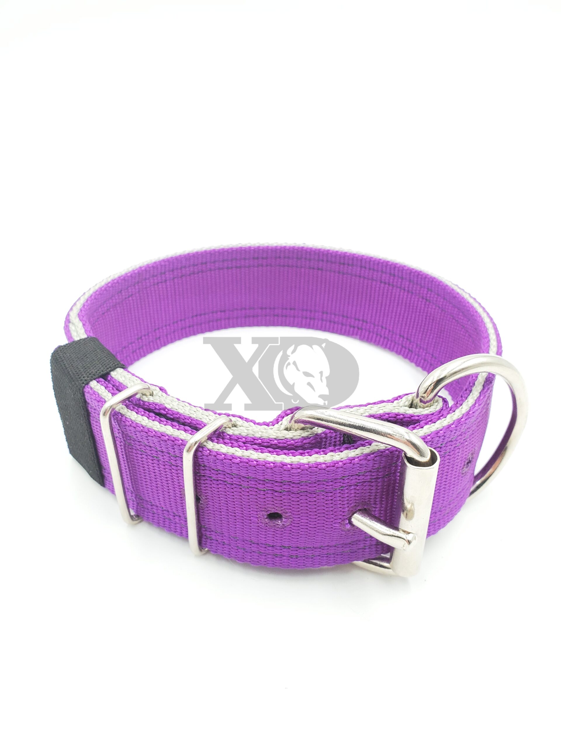 2" Nylon Collar, Purple Outer, Grey Inner, Black Stitch, Neck Size 19-23"