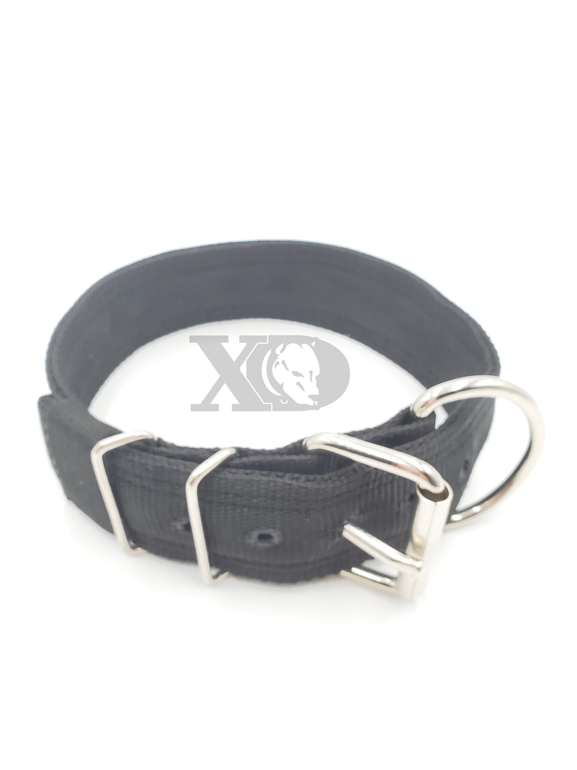 2" Nylon Collar, Black Outer and Inner, Black Stitch, Neck Size 19-23"