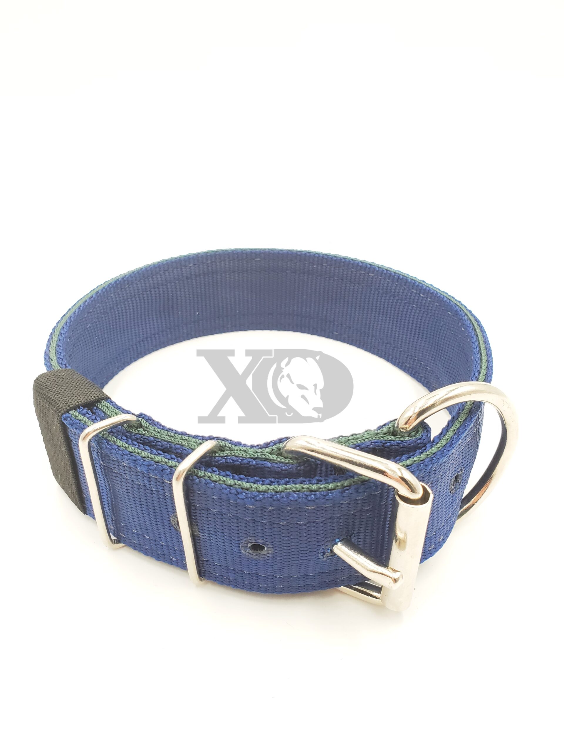 2" Nylon Collar, Navy Outer, Forest Green Inner, Black Stitch, Neck Size 20-24"