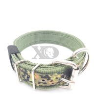 1.5" Nylon Collar- Olive Outer and Inner, Digital Camo Jungle Stripe, Black Stitch, Neck Size 16-19"