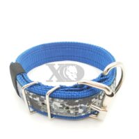 1.5" Nylon Collar- Pacific Blue Outer and Inner, Digital Camo Blue Stripe, Black Stitch, Neck Size 16-20"