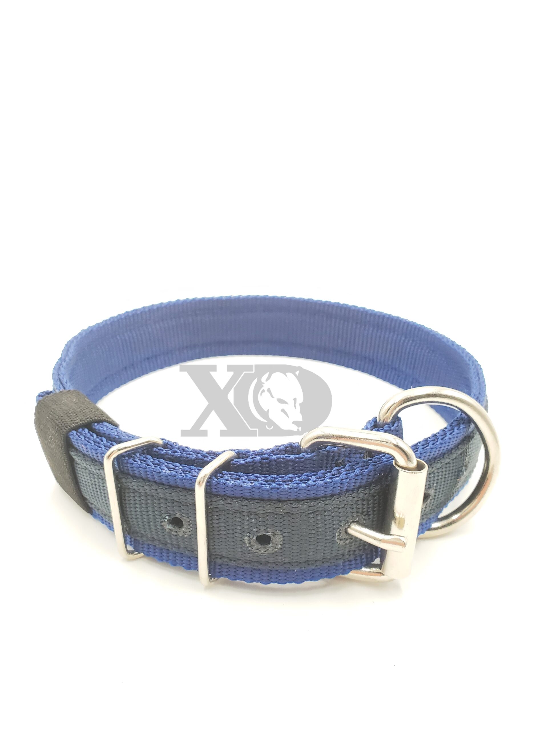 1.5" Nylon Collar- Navy Outer, Navy Inner, Black Stripe, Black Stitch, Neck Size 20-25"