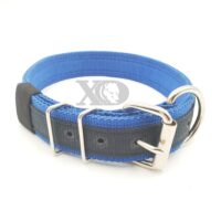 1.5" Nylon Collar- Pacific Blue Outer, Pacific Blue Inner, Black Stripe, Black Stitch, Neck Size 21-25"