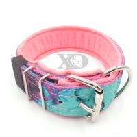 2" Fleece-Lined Collar, Liquid Purple Outer, Hot Pink Inner, Hot Pink Fleece, Pink Stitch, Neck Size 19-24"