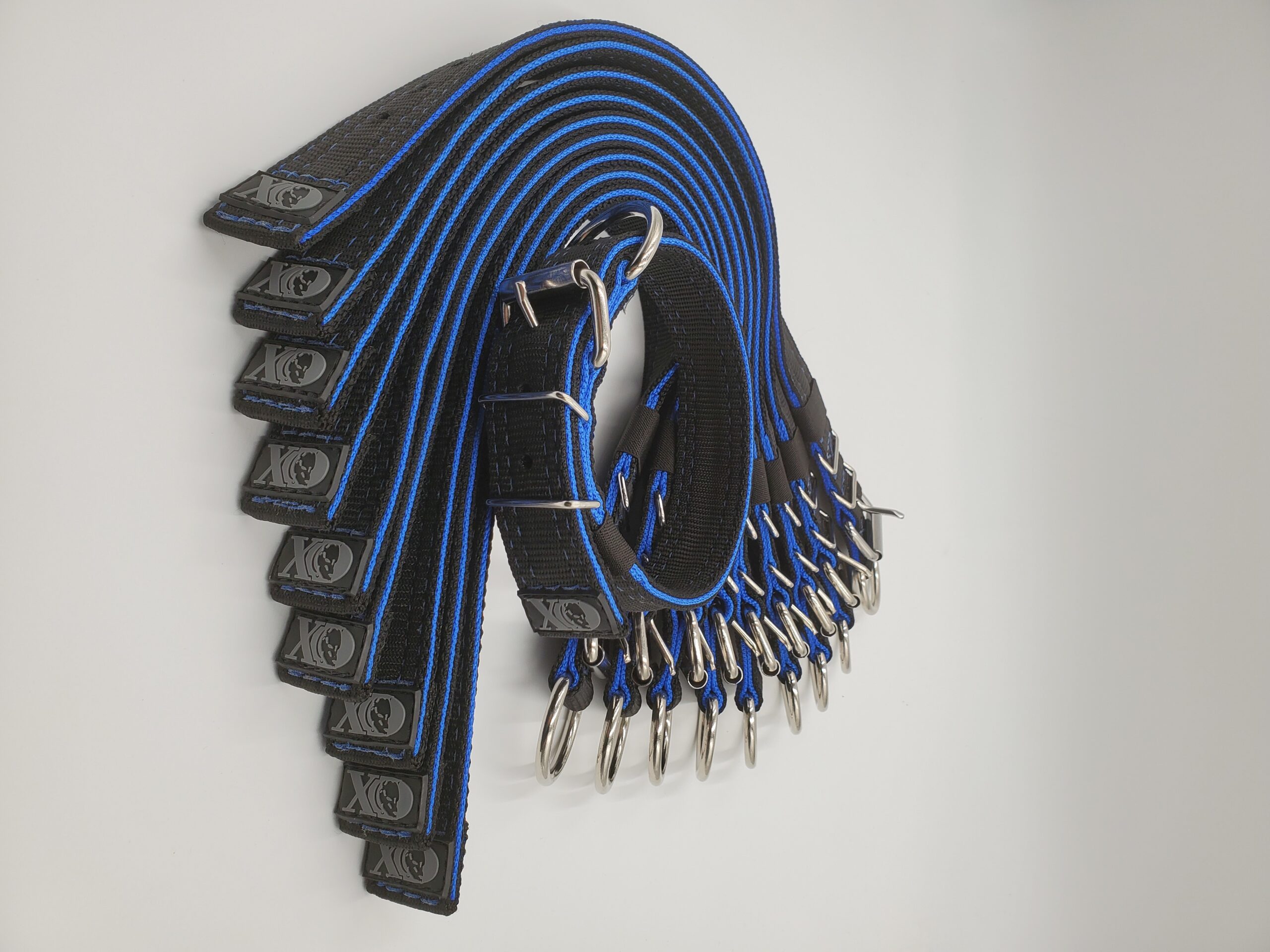 1.5" Wide Kennel Pack, Black Outer, Royal Blue Inner, Blue Stitch, Size 13-18"