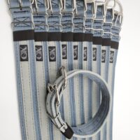 2" Wide Kennel Pack, Grey Seat Belt Outer, Grey Stripe, Black Stitch, Size 15-20"