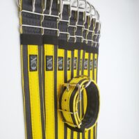 2" Wide Kennel Pack, Black Seat Belt Outer, Hot Yellow Inner & Stripe, Black Stitch, Size 14-19"