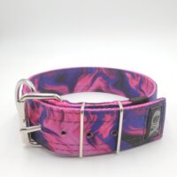 2" Nylon Collar- Liquid Pink Outer, Hot Pink Inner, Black Stitch, Neck Size 21-26"