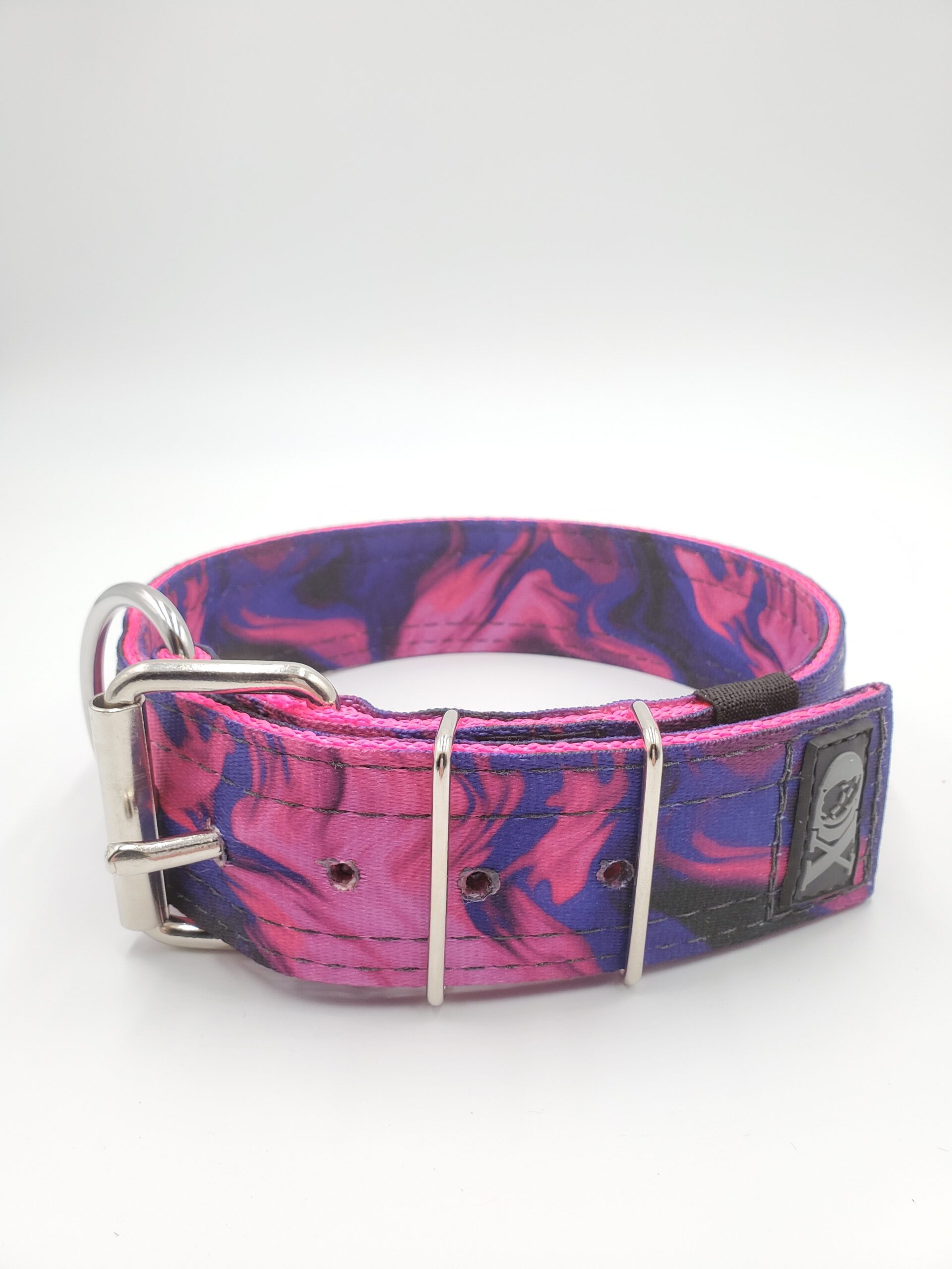 2" Nylon Collar- Liquid Pink Outer, Hot Pink Inner, Black Stitch, Neck Size 21-26"