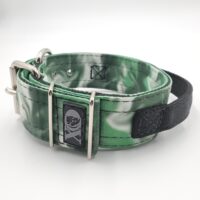 2" Nylon Collar, Green Smoke Outer, Black Inner & Handle, Black Stitch, Neck Size 14-19"