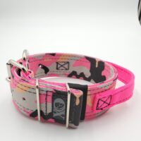 2" Nylon Collar, Pink Camo Outer, Hot Pink Inner & Handle, Black Stitch, Neck Size 14-19"