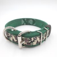 1.5" Nylon Collar- Forest Green Outer & Inner, OP Camo Stripe, Black Stitch, Neck Size 17-22"