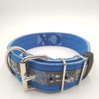 2" Nylon Collar- Pacific Blue Outer, Grey Inner, Digital Camo Blue Stripe, Black Stitch, Neck Size 23-28"