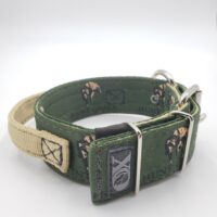 2" Nylon Collar, Hunt Goals Outer, Tan Inner & Handle, Black Stitch, Neck Size 15-20"