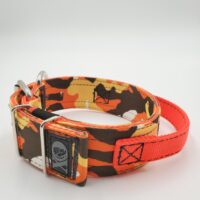2" Nylon Collar, Autumn Camo Outer, Hot Orange Inner & Handle, Black Stitch, Neck Size 15-20"
