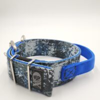 2" Nylon Collar, Digital Camo Dark Outer, Royal Blue Inner & Handle, Black Stitch, Neck Size 15-20"