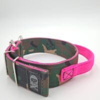2" Nylon Collar, Camo Outer, Hot Pink Inner & Handle, Black Stitch, Neck Size 17-22"