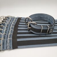 2" Wide Kennel Pack, Grey Seat Belt Outer, Black Inner & Stripe, Black Stitch, Size 17-22"