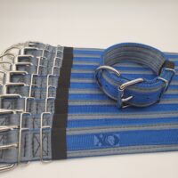 2" Wide Kennel Pack, Grey Seat Belt Outer, Pacific Blue Inner & Stripe, Grey Stitch, Size 14-19"